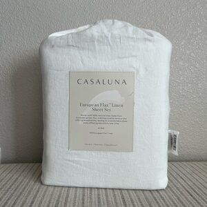 NWT King 100% Linen Sheet Set White - Casaluna